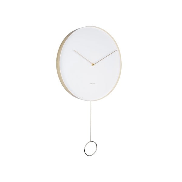 Ceas cu pendul pentru perete Karlsson Pendulum, ø 34 cm, alb