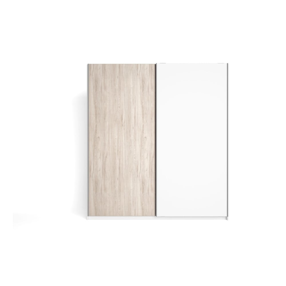 Dulap alb în decor stejar cu uși glisante 182×200 cm Sahara – Marckeric 182x200