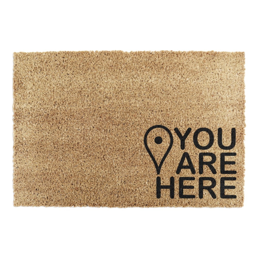 Covoraș de intrare din fibre de nucă de cocos 40x60 cm You Are Here – Artsy Doormats