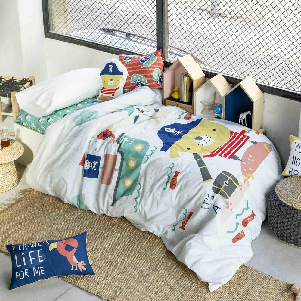 Lenjerie de pat din bumbac pentru copii Moshi Moshi Pirate, 140 x 200 cm 140 imagine noua somnexpo.ro
