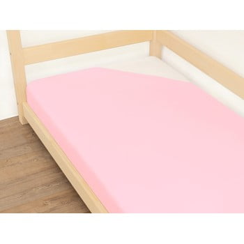 Cearșaf din bumbac benlemi jersey, 90 x 180 cm, roz