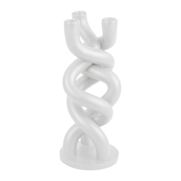 Suport din ceramică pentru trei lumânări PT LIVING Twisted, înălțime 31,4 cm, alb