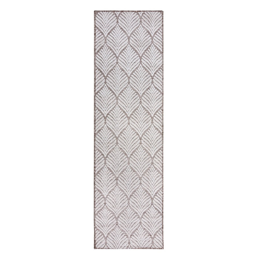 Covor pentru exterior și interior fildeș 66x230 cm Elm Leaf – Flair Rugs