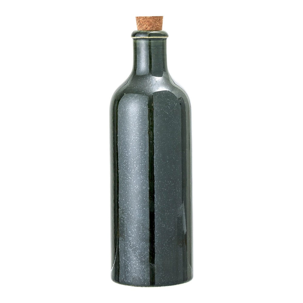 Sticlă din gresie ceramică și dop din plută Bloomingville Joelle, 650 ml, verde închis Bloomingville imagine 2022