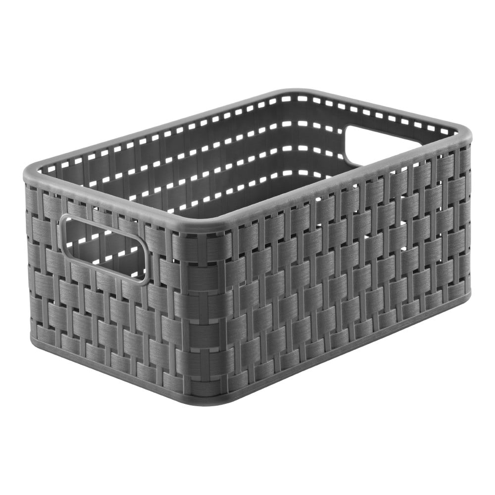 Coș de depozitare din plastic reciclat gri închis country - rotho