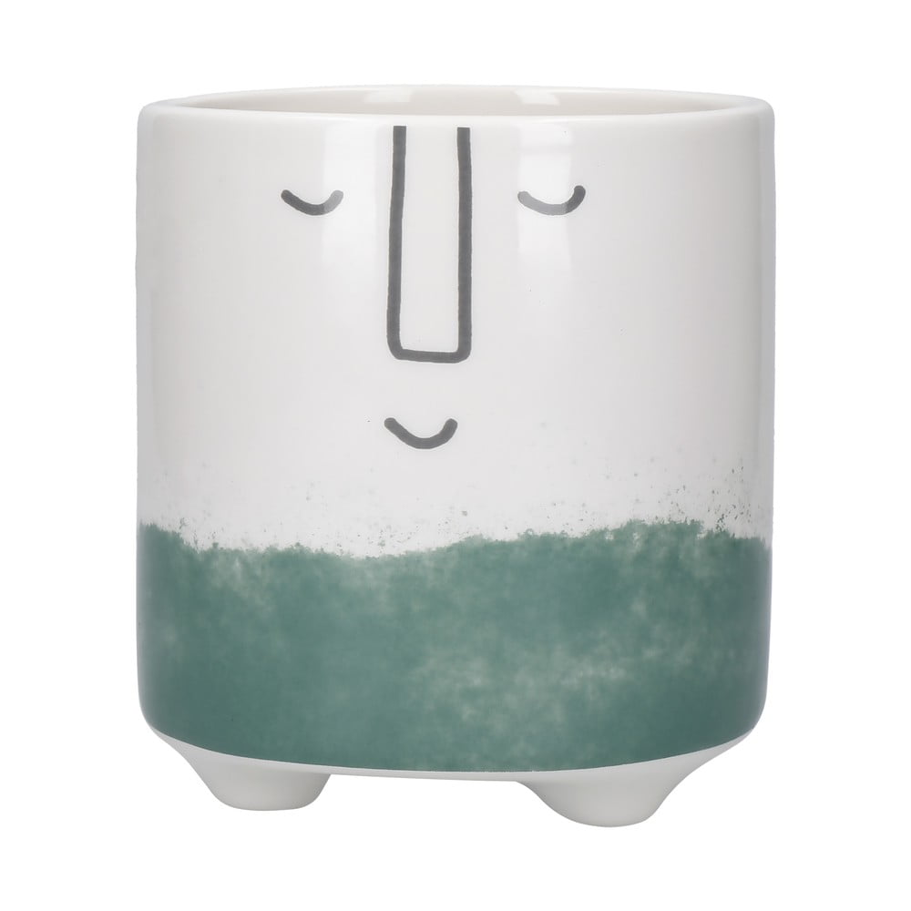 Poza Ghiveci din ceramica Kitchen Craft Happy Face, alb-verde