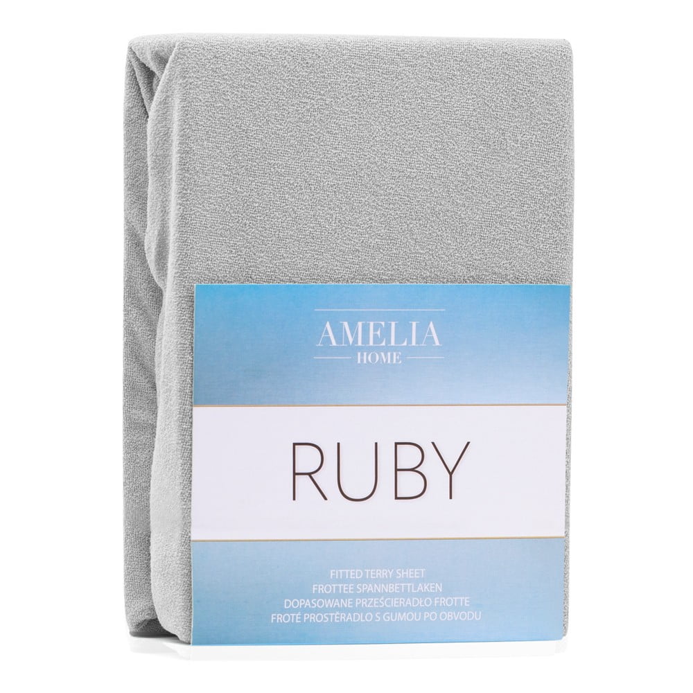 Cearșaf elastic pentru pat dublu AmeliaHome Ruby Siesta, 200-220 x 200 cm, gri 200 imagine noua somnexpo.ro