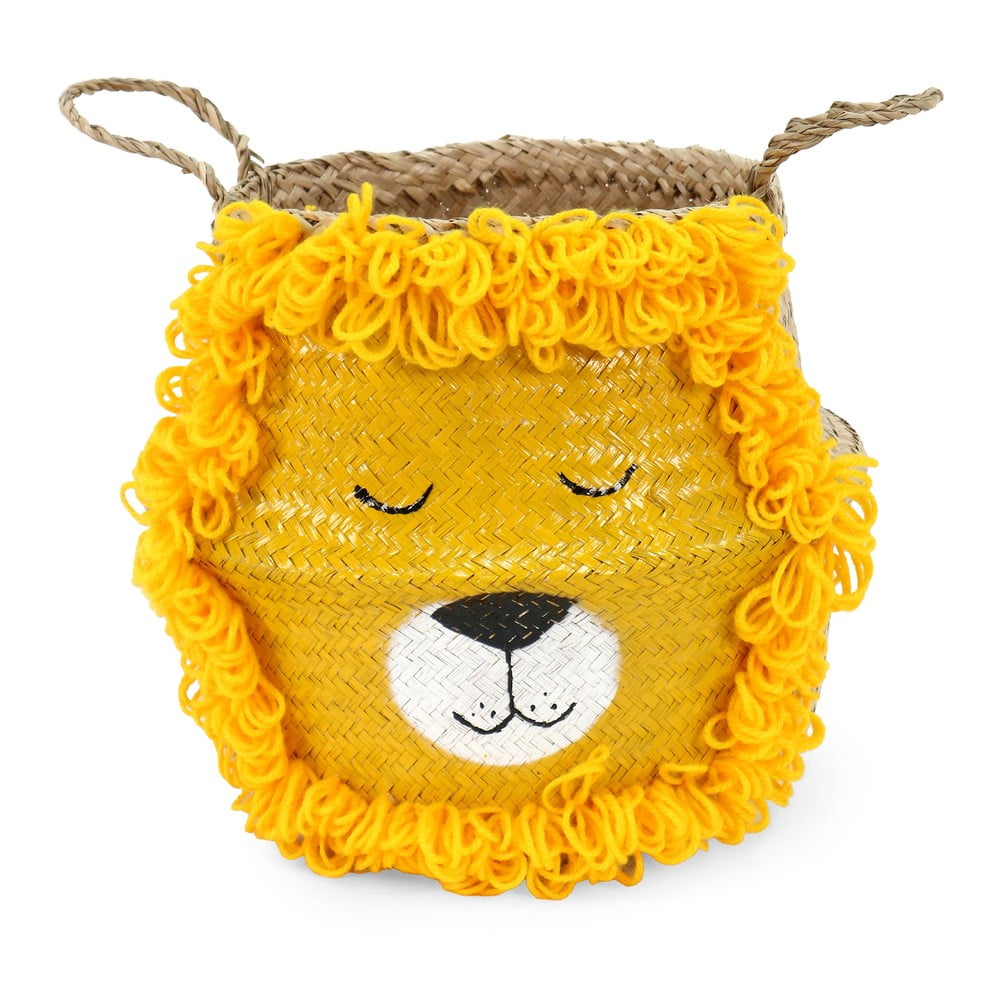 Coș de jucării pentru copii galben/în culoare naturală din iarbă-de-mare ø 30x28 cm Lion – Compactor