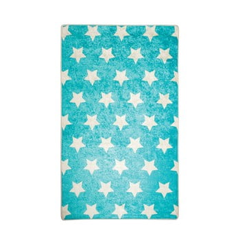 Covor antiderapant pentru copii chilai stars, 100 x 160 cm, albastru