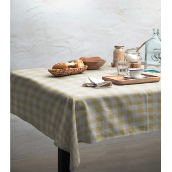 Față de masă linen couture yellow vichy, 140 x 140 cm