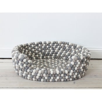 Pat cu bile din lână, pentru animale de companie wooldot ball pet basket, 60 x 40 cm, alb - gri deschis