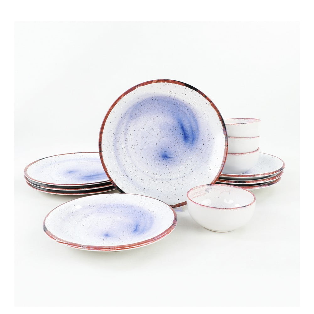 Set veselă cu 12 piese din ceramică My Ceramic, alb-albastru bonami.ro imagine 2022