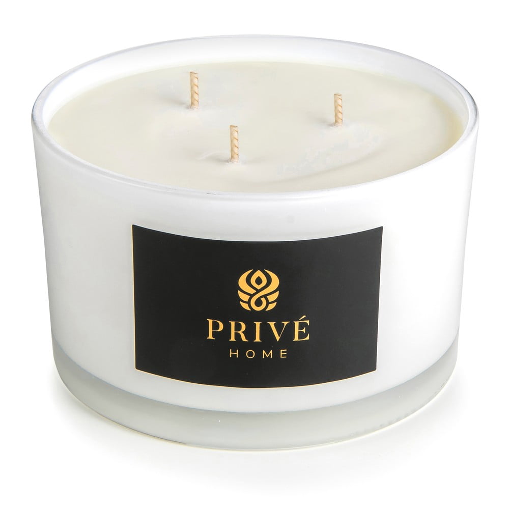 Lumânare albă parfumată Privé Home Mimosa - Poire, timp de ardere 45 h