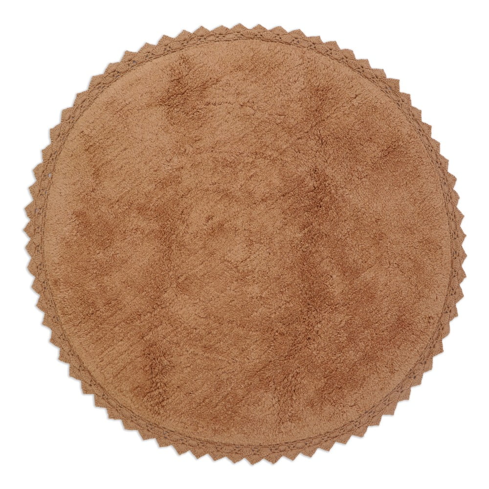 Covor cărămiziu lavabil țesut manual rotund din bumbac ø 110 cm Perla Toffee – Nattiot