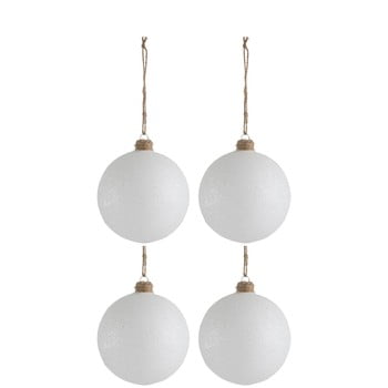 Set 4 globuri din sticlă pentru crăciun j-line xmas, ø 10 cm, alb
