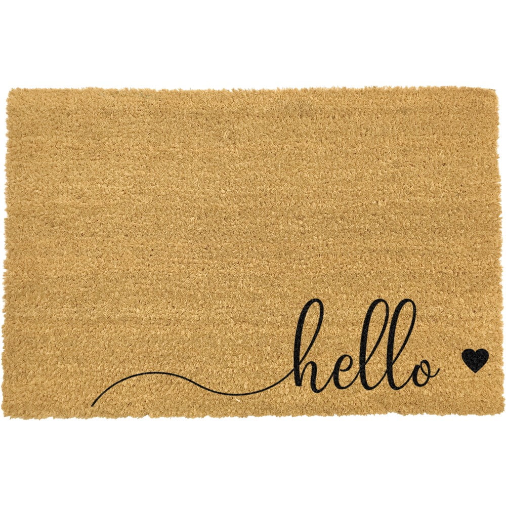 Covoraș intrare din fibre de cocos Artsy Doormats Hello Scribble, 40 x 60 cm, negru Artsy Doormats