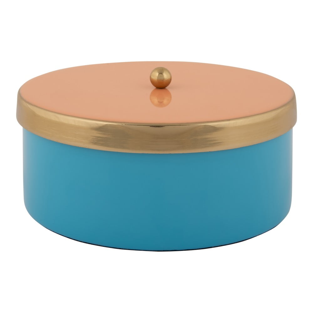 Cutie de depozitare albastră din metal decorativă ø 16x6 cm Double Funky – PT LIVING