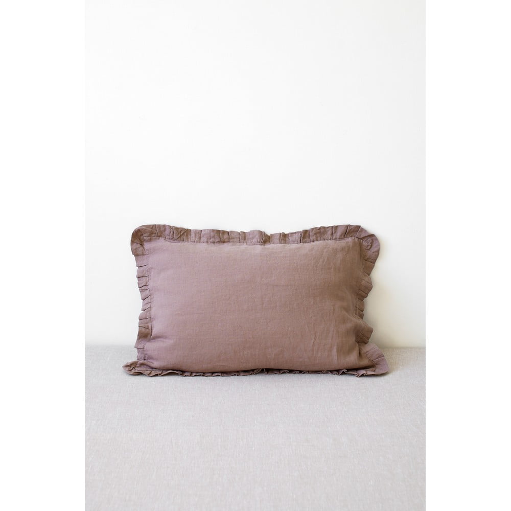 Față de pernă din in cu tiv plisat Linen Tales, 50 x 60 cm, violet purpuriu bonami.ro