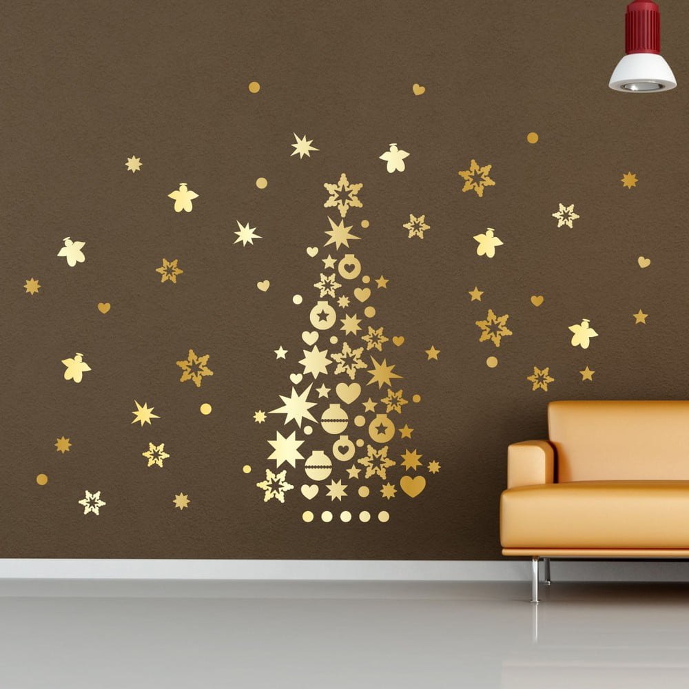 Poza Autocolant Craciun Ambiance Golden Christmas Tree and Stars