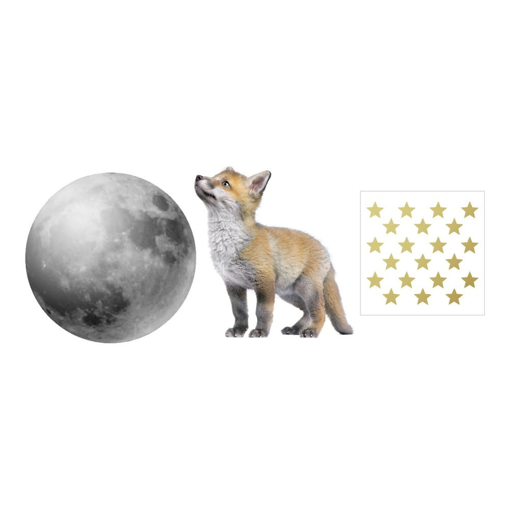 Set autocolante pentru perete Dekornik Little Fox And His Friend The Moon bonami.ro