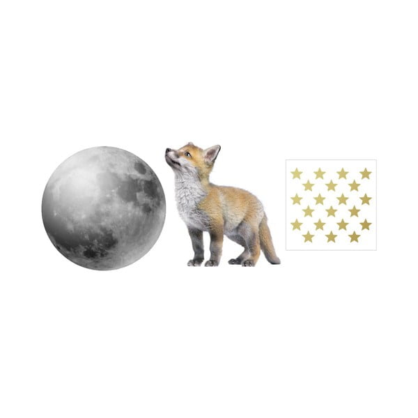 Set autocolante pentru perete Dekornik Little Fox And His Friend The Moon