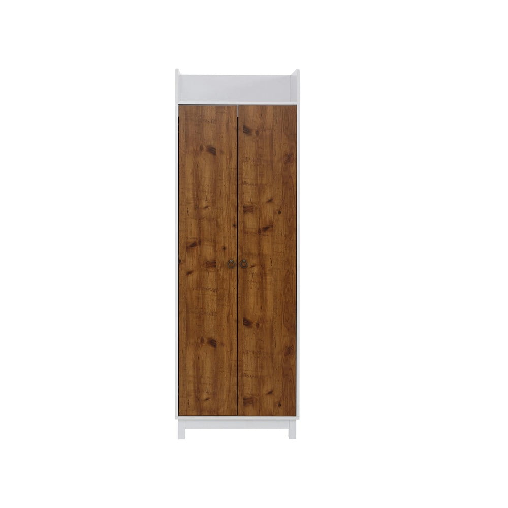 Șifonier alb cu aspect de lemn de stejar 62×180 cm Goslar – Støraa 62x180