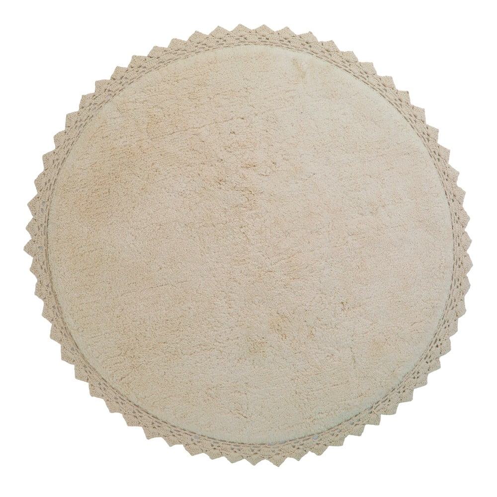 Covor crem lavabil țesut manual rotund din bumbac ø 110 cm Perla Sable – Nattiot