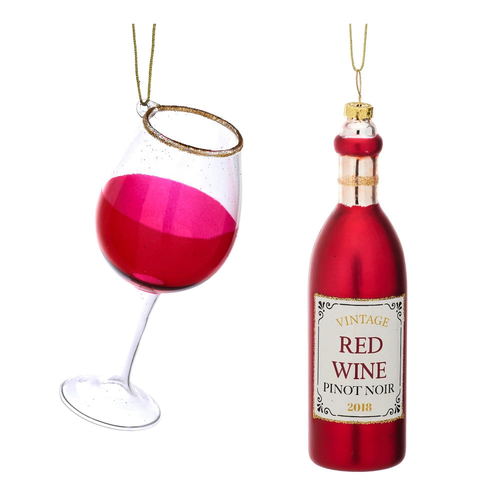 Ornamente de Crăciun 2 buc. din sticlă Red Wine – Sass & Belle