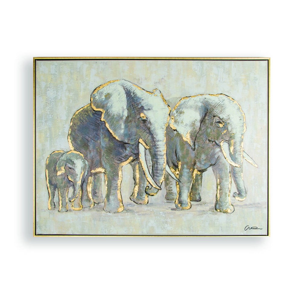 Tablou pictat manual Graham & Brown Elephant Family, 80 x 60 cm bonami.ro