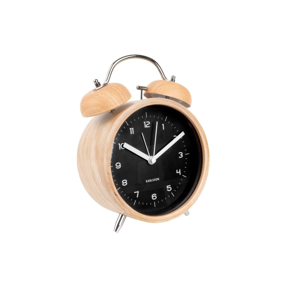 Ceas alarmă cu aspect de lemn Karlsson Classic Bell, ⌀ 14 cm, negru ⌀