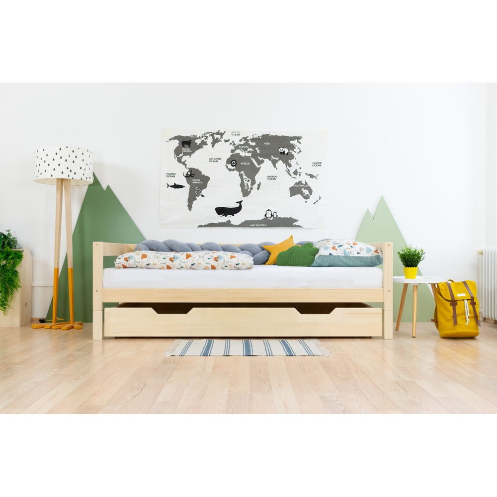 Sertar din lemn sub pat cu grătar și bază plină Benlemi Buddy, 90 x 160 cm Benlemi imagine 2022