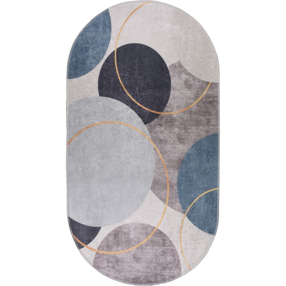 Covor albastru-gri lavabil 120x180 cm Oval – Vitaus