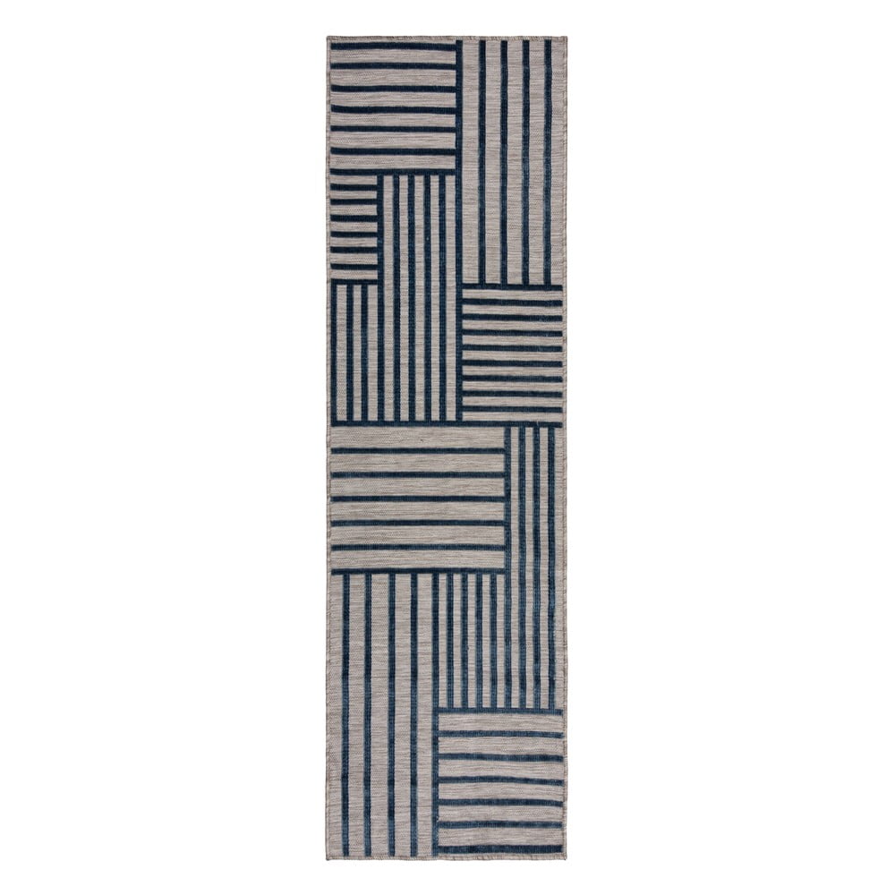 Covor pentru exterior și interior albastru închis 66x230 cm Vigo Blocks – Flair Rugs