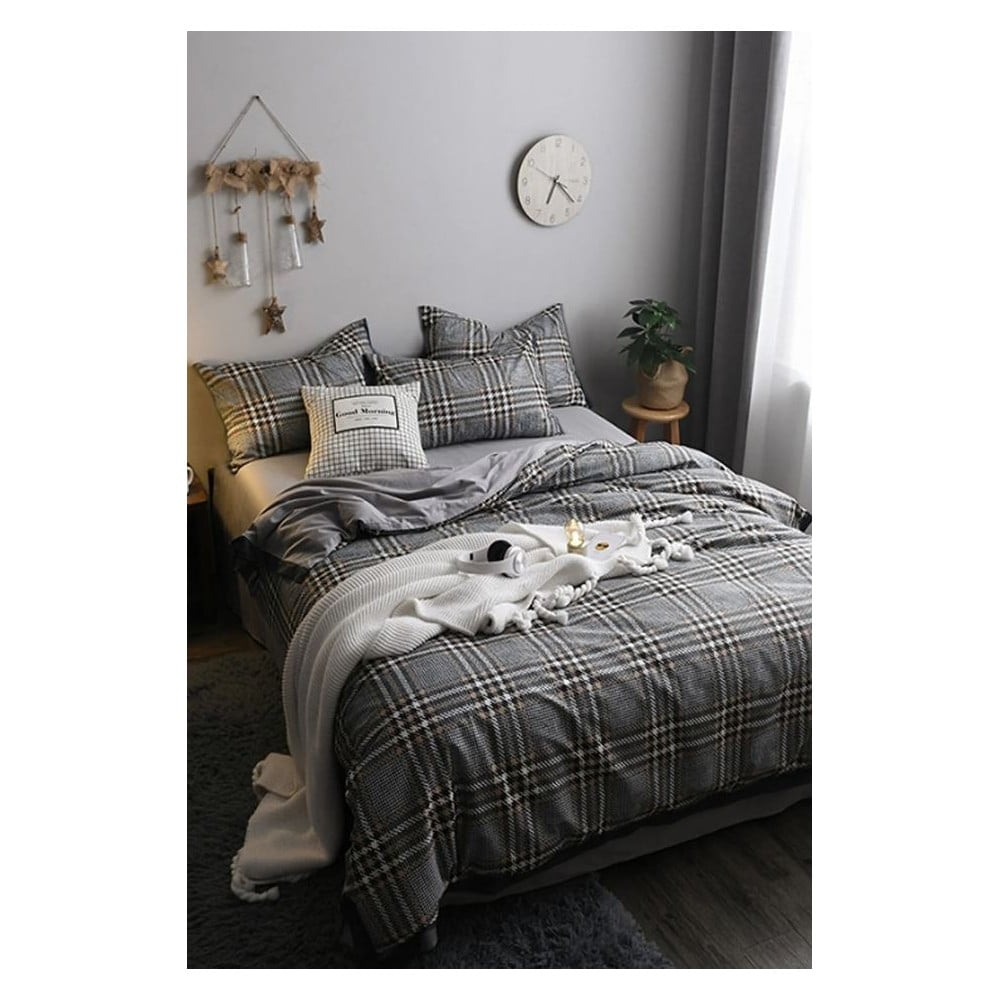 Lenjerie de pat gri din bumbac pentru pat de o persoană/extins și cearceaf 160×220 cm – Mila Home 160x220 imagine noua