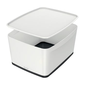 Cutie depozitare cu capac leitz office, volum 18 l, alb - negru