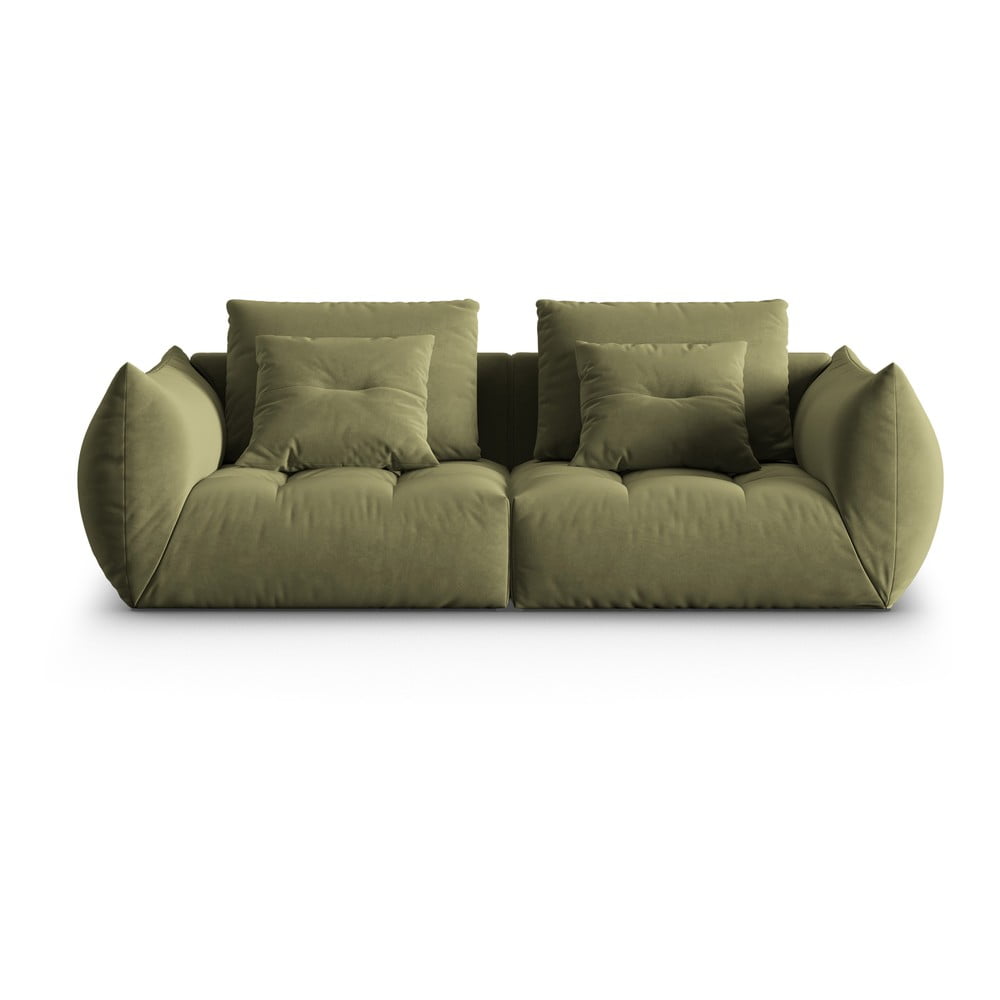 Canapea verde-deschis cu tapițerie din țesătură bouclé 232 cm Bloom – Micadoni Home