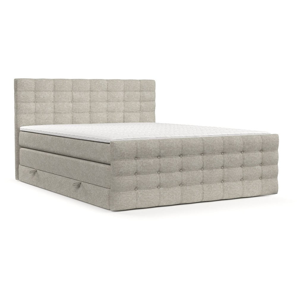 Pat boxspring bej cu spațiu de depozitare 160x200 cm Blend – Maison de Rêve