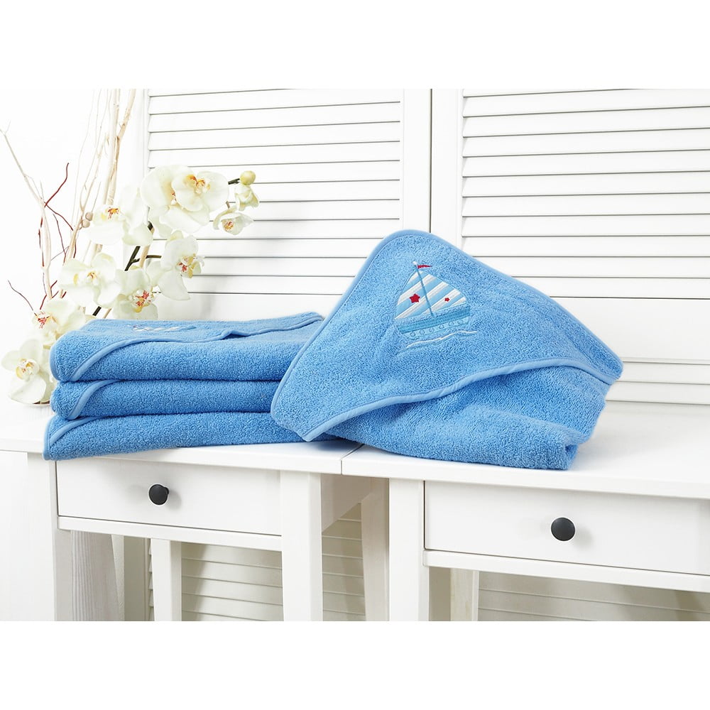 Prosop pentru copii albastru din frotir 90x100 cm baby – b.e.s.