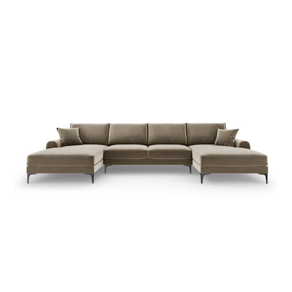 Canapea în formă de U din catifea Mazzini Sofas Madara, bej bonami.ro imagine model 2022