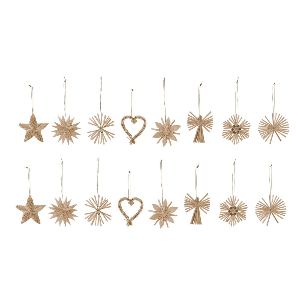  Ornamente de Crăciun suspendate din paie în set de 55 buc Hirah - Bloomingville 
