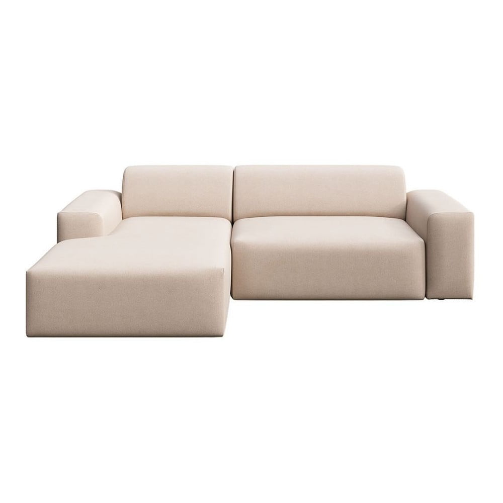 Colțar bej extensibil/cu spațiu de depozitare cu tapițerie din catifea (cu colț pe partea stângă/cu șezlong) Villet – Rodier