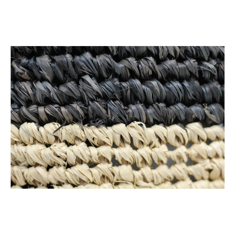 Puf din rafie cu detalii negre HSM collection Raffia, 34 x 40 cm - 2 | YEO