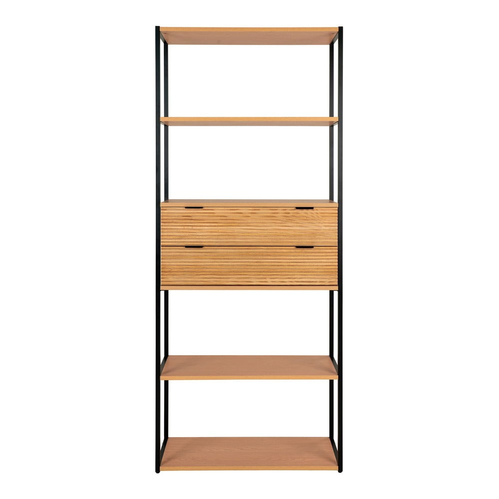 Bibliotecă în culoare naturală cu aspect de lemn de frasin 84,5x200 cm Minato – House Nordic