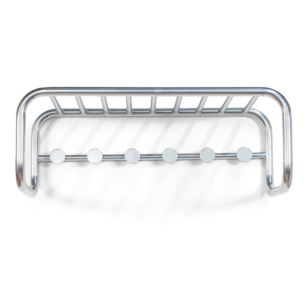 Cuier de perete argintiu cu raft din metal Retro – Spinder Design