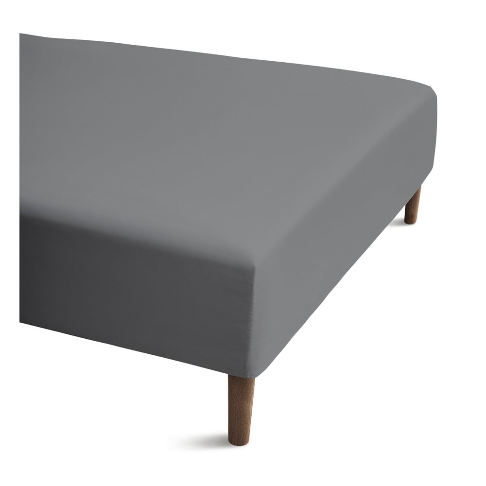 Cearceaf gri din bumbac percal cu elastic 180×200 cm Percale – JUNA 180x200 imagine noua