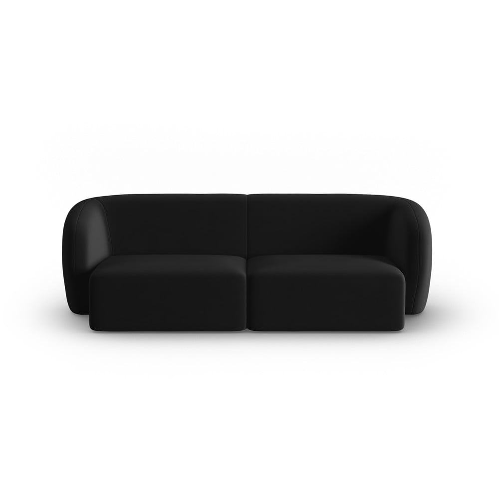 Canapea neagră cu tapițerie din catifea 188 cm Paolo – Milo Casa