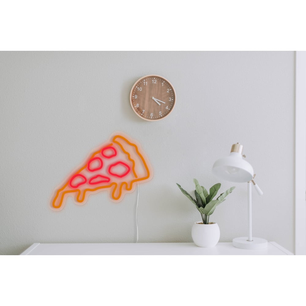 Decoratiune luminoasa de perete Candy Shock Pizza, 40 x 22 cm, rosu - portocaliu