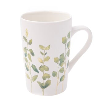 Cană din poțelan cu motive florale dakls, volum 0,4 l, verde - alb