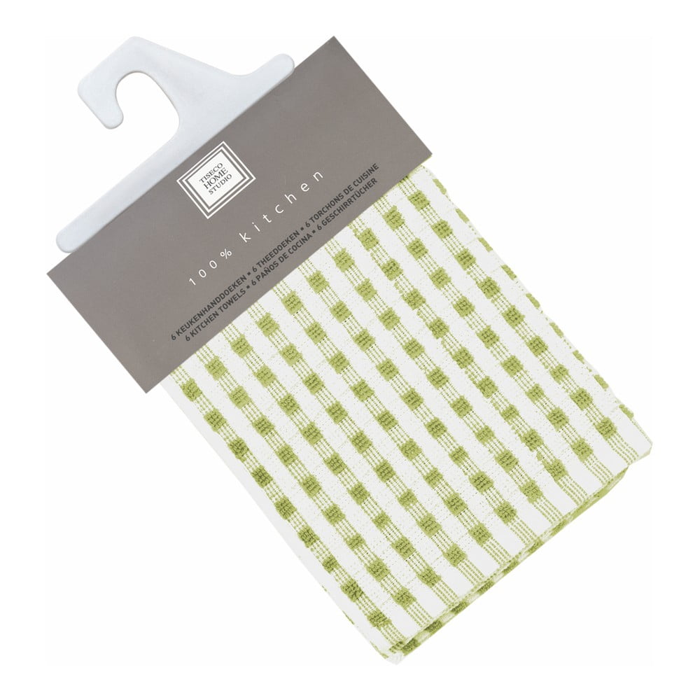 Set 6 prosoape de bumbac Tiseco Home Studio Cristal, 32 x 35 cm, verde