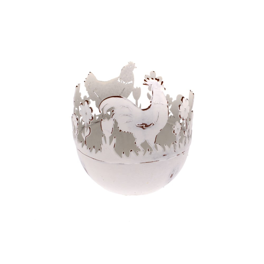 Suport decorativ metalic pentru ou Dakls, model cocoș